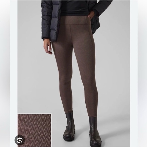 Athleta Delancey Herringbone Tight Leggings Brown Size M - Picture 2 of 13